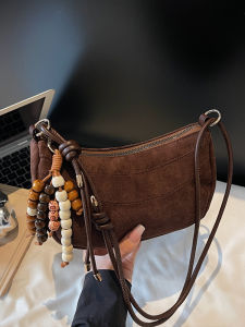 TANGKOU | Retro Matt Finish Shoulder Bag Brown 2025 Fall New Arrival