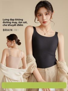 MiiOW | Áo ba lỗ lụa băng không đường may Catman dành cho nữ mùa hè Áo ba lỗ bó sát có đệm ngực Áo ba lỗ hở lưng màu trơn