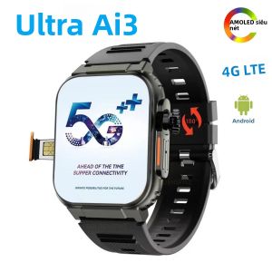 Đồng Hồ Thông Minh Ultra Ai3 4G Android Màn Hình AMOLED HD Cảm Ứng GPS WiFi Bluetooth Tích Hợp Camera Theo Dõi Nhịp Tim & Tải Ứng Dụng