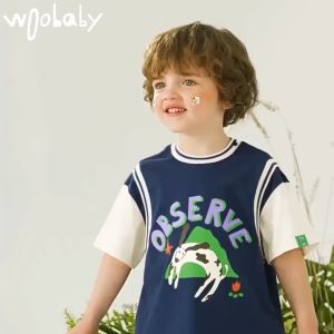 WooBaby เสื้อยืดเด็กผู้ชายสุดแนว สำหรับเด็กอายุ2-8ปี เนื้อผ้าดีใส่สบาย ระบายอากาศได้ดี