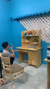 [SG-BD] bàn học liền kệ gỗ tự nhiên bền đẹp chống nước hs cấp 123 thoải mái học tập