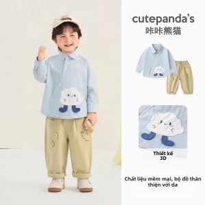 CUTEPANDAS | Bộ Đồ Bé Gái 2 Mảnh Kiểu Học Đường Tay Dài 100% Cotton