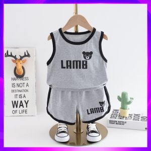 Bộ Đồ Mùa Hè Cotton Nguyên Chất Không Tay Cho Bé Trai Bộ Đồ Hai Mảnh Thoáng Khí Thoải Mái Cho Bé Trai Từ 6 Tháng Đến 3 Tuổi