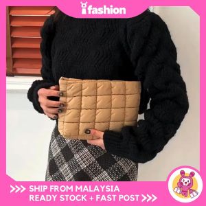 iFASHION 2183 READY STOCK High-capacity Makeup Storage Bags Solid Color Cosmetic Organizer Bag Simple Cotton Clutch