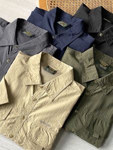 Outdoor Mechanical Style! Breathable and Splash-Proof! Summer Mens Casual All-Matching Workwear Short Sleeve Shirt Tide 21486