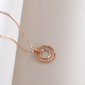 Chow Sang Sang 周生生 Minty Collection 18K Rose Gold Ring in Ring Necklace 47cm 92692N FLASH SALE