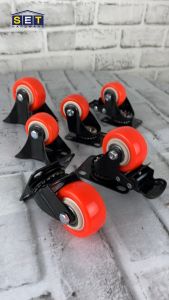 ลูกล้อ PU สีแดงขาว มี 3 แบบ 1.5นิ้ว 2นิ้ว โพลียูรีเทน ล้อรถเข็น อุปกรณ์งานช่าง ลูกล้อ ล้อเก้าอี้ ล้อเฟอร์นิเจอร์ *เช็คขนาดก่อนกดสั่งซื้อ*