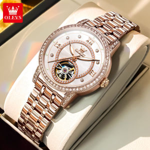 OLEVS  Watch For Women Mechanical High Quality Fashion Luxury Diamond Tourbillon Stainless Steel Luminous Waterproof women watch