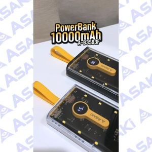 Asaki Power bank 10000 mAh. ชาร์จได้ 2-3 รอบ พาวเวอร์แบงค์ชาร์จเร็ว Fast Charge 22.5W  มีสายชาร์จในตัว 4in1 มี มอก. ผลิตในไทย รุ่น A-B3593F- รับประกัน 1 ปี