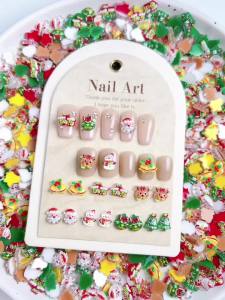 30PCS 3D New Adorable Snowman Santa Claus Resin Nail Charms Cartoon Creative Colorful Socks Bell Nail Art Decorations DIY Nails