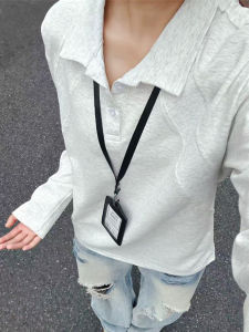 เสื้อโปโลแขนยาวสไตล์อเมริกัน สำหรับผู้ชาย ฤดูใบไม้ร่วง ทรงเข้ารูป น้ำหนักเบา คอกลม แขนยาว ทรงเข้ารูป สำหรับใส่ลำลอง