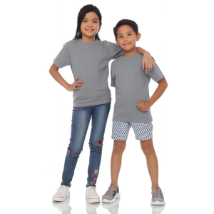 Kaos Polos Anak Oneck Lengan Pendek Bahan Katun Combed 30s Warna Light Gray