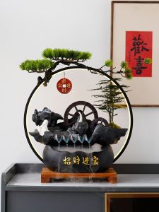Wind Water Make a Fortune as Endless as Flowing Water Fountain Decoration Circulating Water Living Room Office Desk Surface Panel Decoration Housewarming Opening-up Gifts