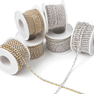 1Yard 10Yards/Roll SS6-SS12 Mixed Pearls Crystal Rhinestone Chain Sew-On Glue-On rhinestones Trim Cup Chain For clothes DIY chain Accessories