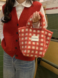 กระเป๋าถือผ้าขนแกะ Yumo ทรงหัวใจสุดน่ารักพร้อมซิปแบบนิ่มสำหรับฤดูใบไม้ร่วงและฤดูหนาว กระเป๋าสะพายไหล่ผู้หญิงที่ทนทานและมีสไตล์