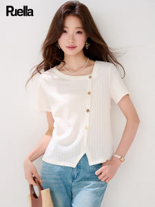 puella | Pure Color Texture Fabric Short Sleeve T-Shirt