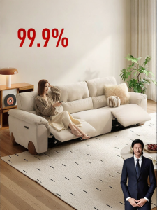 Compact Electric Living Room Sofa with Feather Velvet & Cat-Resistant Cloth