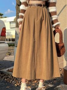 plus Size High Waist Flattering A-Line Midi Skirt Womens Fashionable Versatile Loose Autumn Winter Solid Color Half-length Skirt