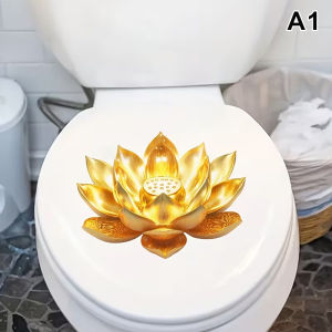 Golden Lotus  Sticker Zen-Style Lotus Decoration Self-Adhesive Removable Aesthetic Bathroom Decal Wall Sticker Home Decor[M55]