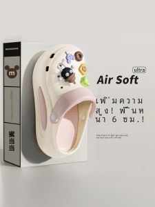 Womens Thick Heel Sandals Summer Outdoor Wear Heightening New EVA Anti-slip Beach Fashion Headed Clog Shoes Hollow out Design