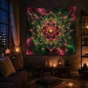 VIKAMA Pink Purple Star Mandala Wall Tapestry Boho Hippie Spiritual Home Decor Rustic Charm Soft Durable Cozy Aesthetic Gift