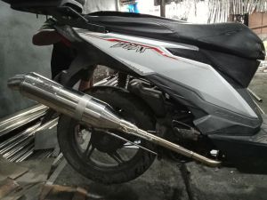 HONDA BEAT 110 FI TEARDROP POWER PIPE WITH COMPLETE SET BRACKETCLAMPSPRINGCANISTER AND STRAIGHT ELBO