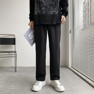 Mens Autumn Winter New Loose Straight Leg Pants Drapey Suit Trousers No Ironing Required Floor Length Wide Leg West Pants