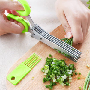 1 piece Multi-functional Stainless Steel 3/5 Layer Kitchen Scissors Pepper Shredded Chopped Scallion Cutter Cut Cooking Tool