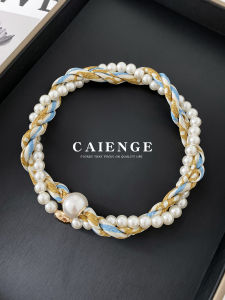 CAIENGE | Magnetic Clasp Pearl Necklace & Thin Silk Scarf for Women