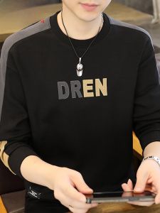 HENGYUANXIANG | Hengyuanxiang Mens Long Sleeve T-Shirt Round Neck Loose Sweatshirt Spring Autumn New Fashion Casual Print Base Shirt