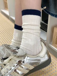 White Cotton Mid-Calf Socks for Women Spring Autumn Style Personality Combed Cotton Polyester Spandex Blend Moisture Wicking