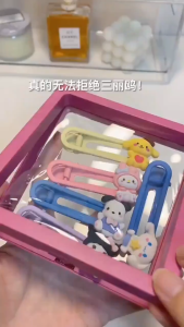 Klip Rambut ✨ Cute Kuromi Cinnamoroll Hair Clip Oval Shaped Cartoon Candy Color Hair Accessories
