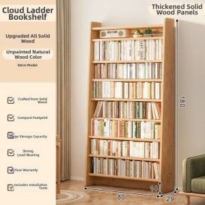 Thin Solid Wood Bookshelf Storage Rack