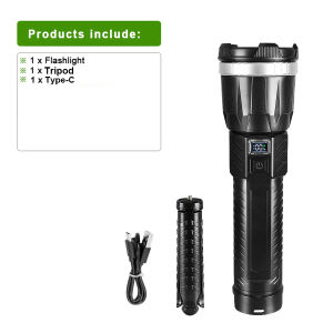 Powerful LED Flashlight Super Big Flashlight Rechargeable Most Strong Flashlight Long Range Torch Outdoor Built in 18650 Battery