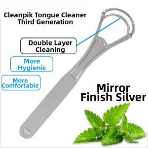 AILIOU | Tongue Cleaner Stainless Steel Silicone Tongue Scraper