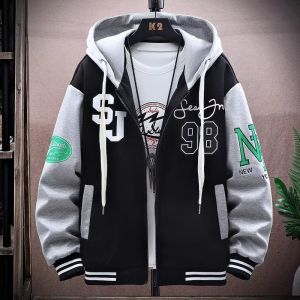 Teen Coat Mens 2024 Spring and Autumn Casual Jacket Trendy High School Junior High School Student Easiest for Match Hooded Baseball Uniform