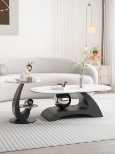 Modern Luxury Home Living Room Sofa Coffee Table Set Creative Small round Rockboard Table Master Design Storage Space