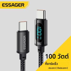 สายชาร์จ Essager Type C to Type C ยาว 2 เมตร รองรับการชาร์จเร็ว 100W PD สาย USB C to USB C สำหรับ Xiaomi POCO F3 Realme Macbook