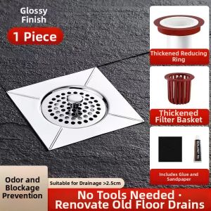 Insect Proof Odor Blocking Reverse Odor Preventing Overflow Resistant Renewable Square Floor Drain