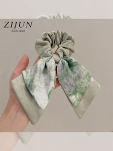 Monet Garden Oil Painting Double Layer Satin Hair Ties Womens Fashion Hair Bands Retro Feel Large Elastic Hair Bands
