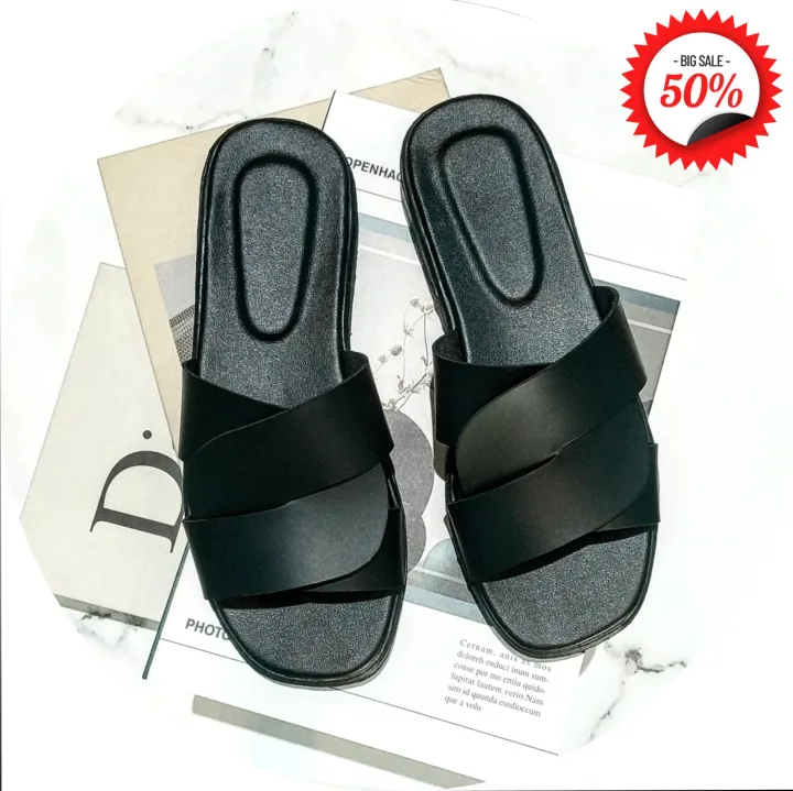 Sandal%20Selop%20Silang%20Wanita%20Kulit%20Sintetis%20Kekinian%20Terbaru%20-%20Image%204