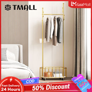 TMALL Clothes Hanger Floor Standing Wheel Floor Standing Clothes Hanger Bedroom Balcony Light Luxury Clothes and Hats Hanger Removable Clothes and Hats Storage Rack