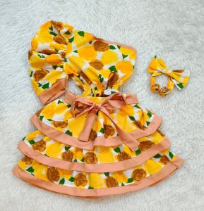 ชุดลายดอก ชุดทองกวาวเด็ก แถมโบว์ผูกผม