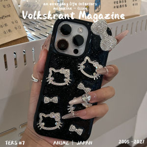 Sparkling Diamond Butterfly Knot Kitty Cat Phone Case for Xiaomi 15 pro 14 11 12S 13 pro Soft Shell Civi5/4 Pro/3/2 Protective Case 10S Anti-Fall CC9 Womens Mix4 Korean Style