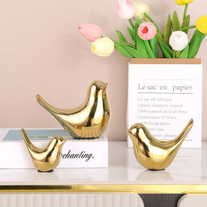 Nordic Patung Burung Bird Ornament Pajangan Hiasan Meja Keramik Emas Gold Burung Dekorasi