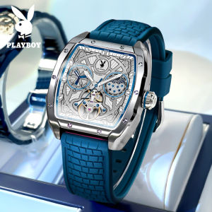 นาฬิกาข้อมือผู้ชายเพลย์บอยสำหรับผู้ชายของแท้กันน้ำ2024สายรัดซิลิโคนกลเท่ห์เรืองแสงสำหรับผู้ชายนาฬิกาข้อมือเล่นกีฬา