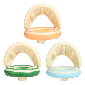【Hospor】Baby Swimming Ring Inflatable Swim Ring with Detachable Sunshade Kids Seat Ring Baby Pool  for Summer Pool Party