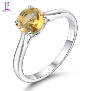Lohaspie Jewelry Genuine 1.3 Carats Solid Sterling Silver 925 Ring Natural Citrine Garnet Sky Blue Topaz Peridot Ring Citrine Stone Original Ring Birthstone Ring For Women Jewelry