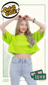 JOY Kaos Crop Oversized Lengan 3/4 Korean Style ROSE WILL BLOOM ALL THE TIME