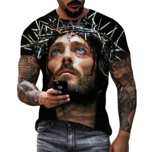 Summer Men T Shirt 3D Print Fashion Women Short Sleeve Cool T Shirt Jesus Christ    Streetwear Oversized Tops Kid Tshirt Y2k